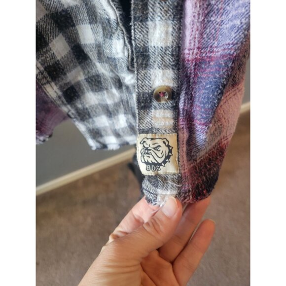 Urban Outfitter BDG Patchwork Checkered Long Sleeve Button Down Shirt Size M - Picture 5 of 12